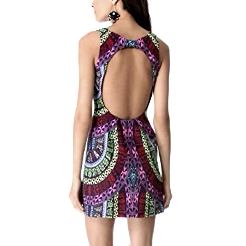 Mara Hoffman Silky Open Back Slip Sheath Mini Dress Colorful Geo Print Size 0